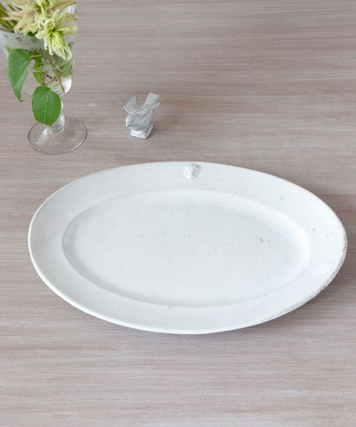 Astier de Villatte Alexandre Oval Large Plate GM – Blanc de Juillet