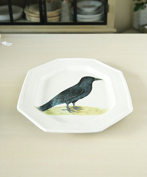 アスティエ　ジョンデリアンの鳥のプレート Astier de Villatte ジョンデリアン オクトゴナルプレート 鳥