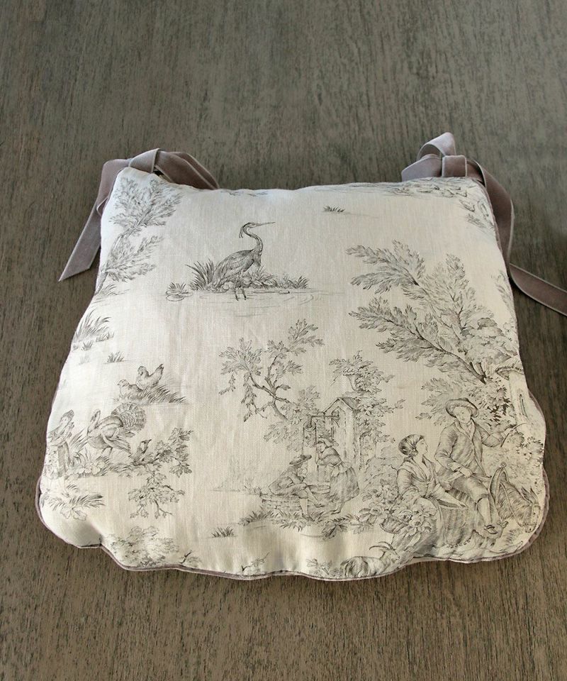 Chair cushion Toile de Jouy Blanc (with insert)