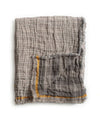 Beatrice LAVAL Linen Bedspread & Curtain Check Gray/Yellow Line 150x200