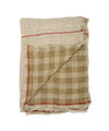 Beatrice LAVAL Linen Bedspread & Curtain Check Natural/Terracotta Line 150x200