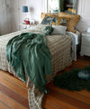 Beatrice LAVAL Linen Bedspread & Curtain Chevron Weave Green 170x250