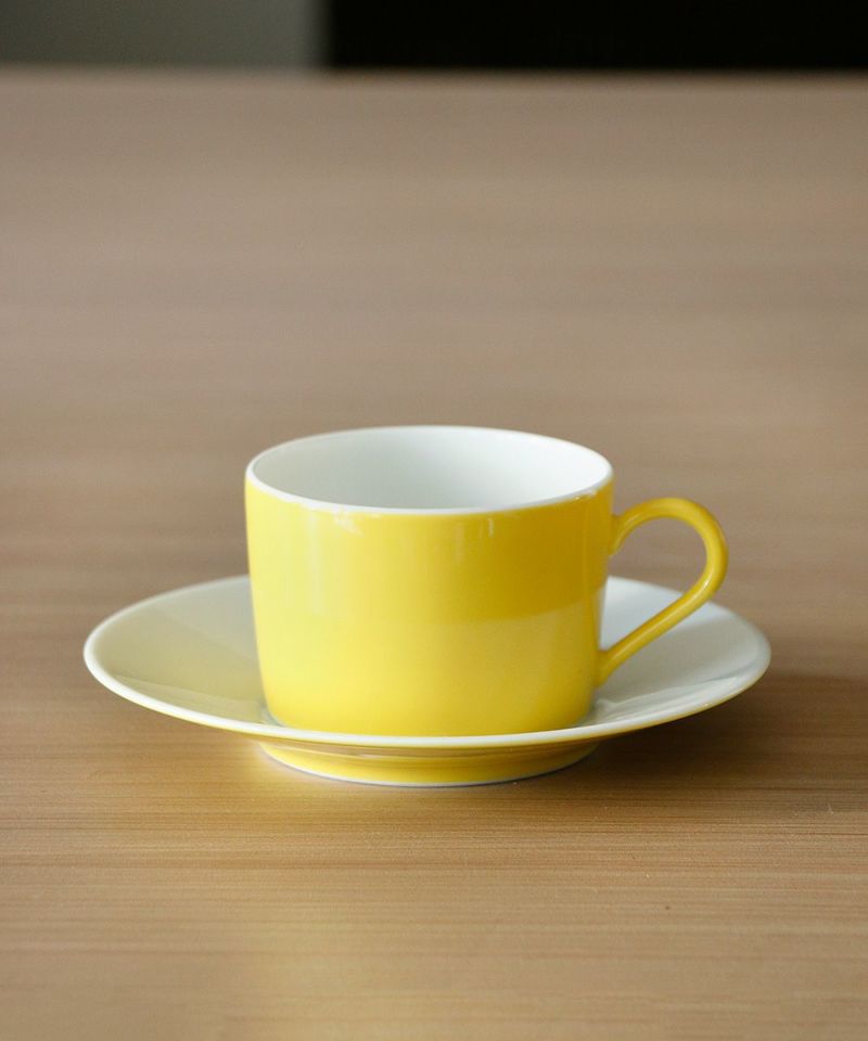 Non Sans Raison Limoges Tea Cup and Saucer Yellow