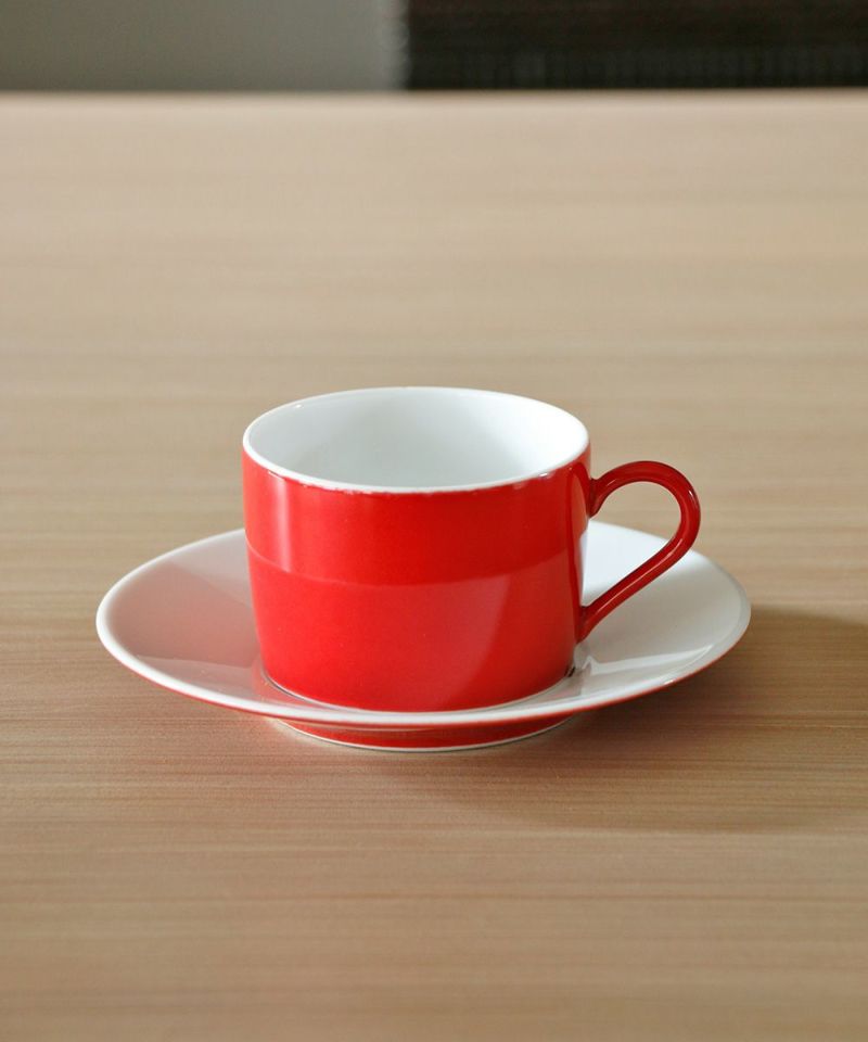 Non Sans Raison Limoges Tea Cup and Saucer Red