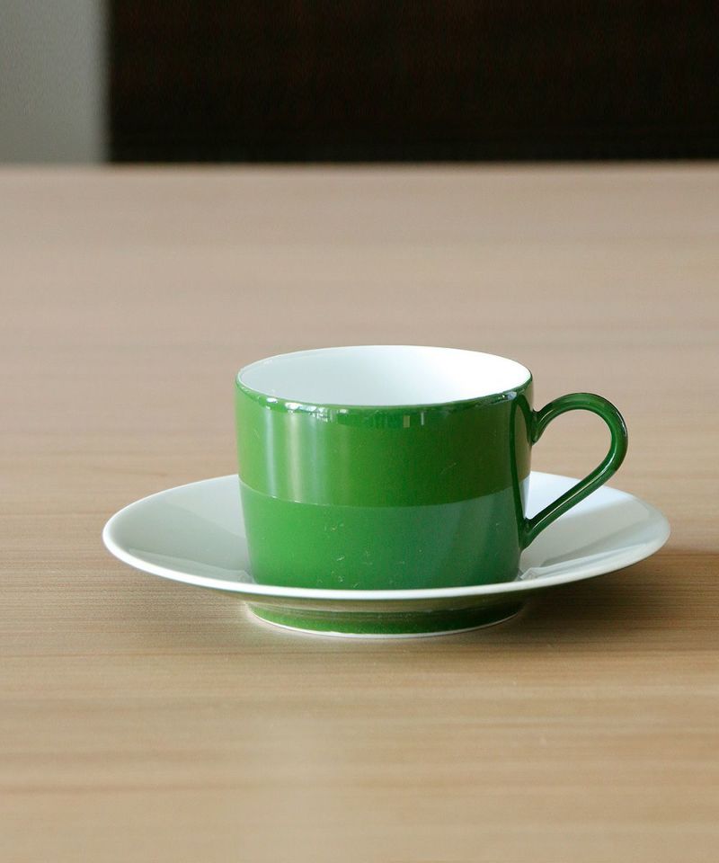 Non Sans Raison Limoges Tea Cup and Saucer Green