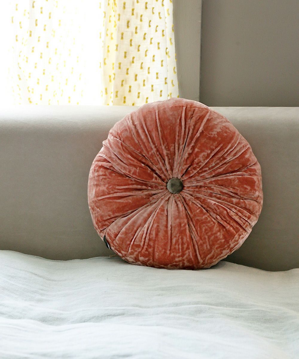 Beatrice LAVAL シルクベロアクッション・ラウンド・デルフトブルー