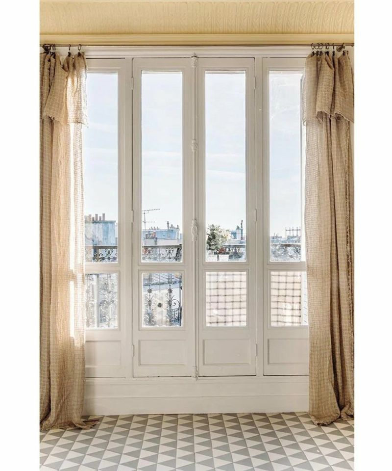 Beatrice LAVAL リネンカーテン・ハルマッタン・イエロー45 新品 Beatrice LAVAL リネンカーテン・ハルマッタン・イエロー45