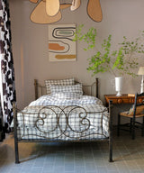Beatrice LAVAL Duvet Cover Set, Single, Check, Linen Off-White 100