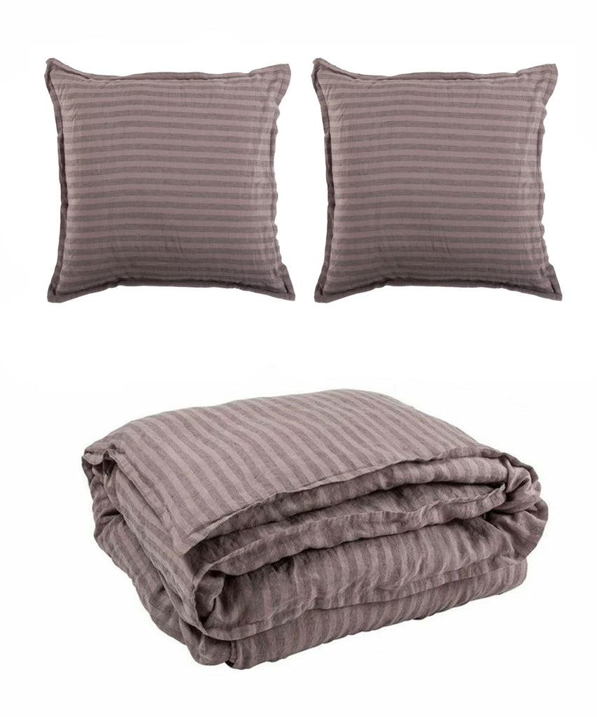 【40％OFF】Beatrice LAVAL 布団カバーセット・ダブル・ストライプ・パープル26・A