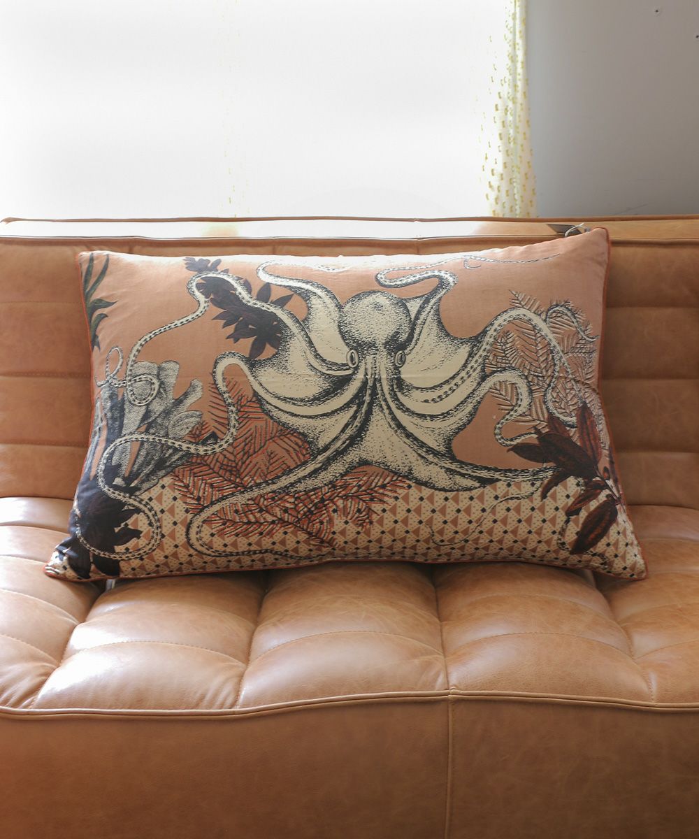 Beatrice LAVAL シルククッション・オクトパス・90x60 – Blanc de Juillet