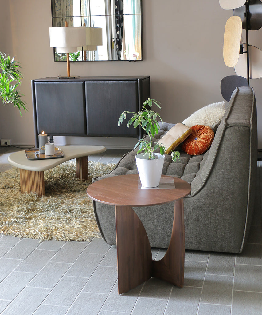 Ethnicraft サイドテーブル・チークブラウン・ジオメトリック