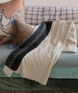 Beatrice LAVAL サマーウールスロー・260×260・ホワイト＆ダークグレー