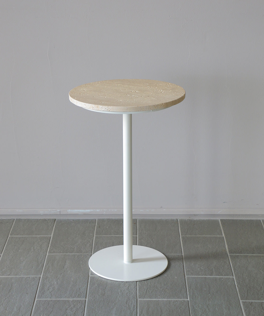 OPJET PARIS セレニティ・サイドテーブル・トラバーチンH45cm – Blanc