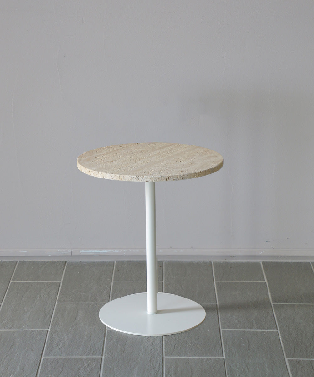 OPJET PARIS セレニティ・サイドテーブル・トラバーチンH45cm – Blanc