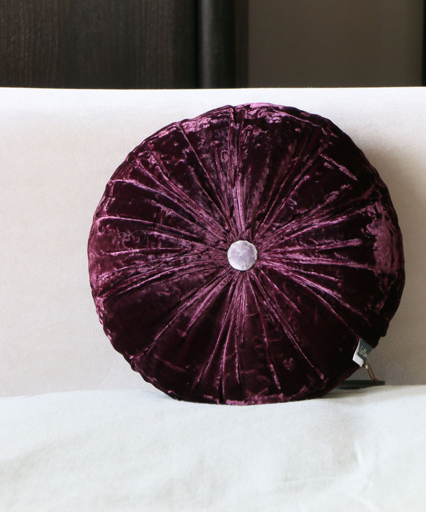 Beatrice LAVAL シルクベロアクッション・ラウンド・ラッサパープル