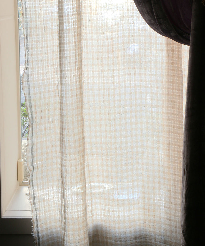 Beatrice LAVAL ハルマッタン・リネンオーガンジーカーテン・ナミブベージュ130×300cm