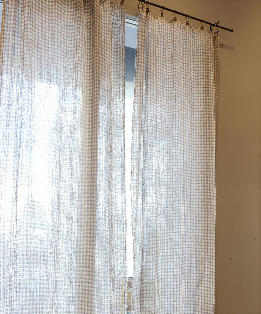 Beatrice LAVAL ハルマッタン・リネンオーガンジーカーテン・ボストングレー130×300cm