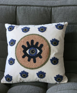 OPJET PARIS 刺繍クッションカバー・ナチュラルコットン・EYE・中身付き