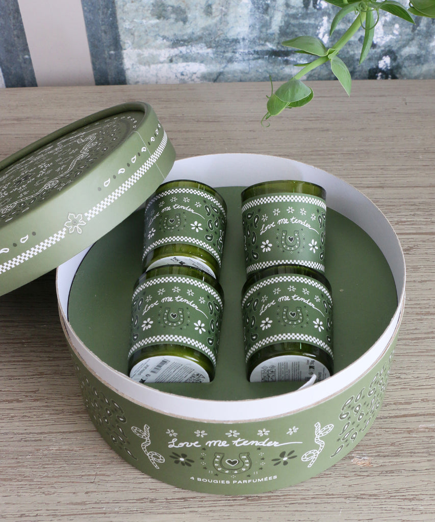 OPJET PARIS アロマキャンドル・森のささやき 4個セット・バンダナカーキボックス