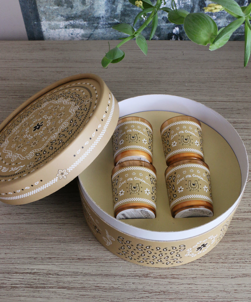 OPJET PARIS アロマキャンドル・ジャスミンブーケ 4個セット・バンダナベージュボックス