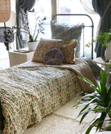 Beatrice LAVAL  コットン更紗・ベッドカバー・150×250・ラピグリーン