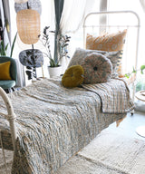 Beatrice LAVAL  コットン更紗・ベッドカバー・150×250・ロンドンブルー