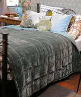 Beatrice LAVAL silk velor bedspread 150x250 Zurich turquoise green 15