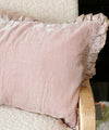 Beatrice LAVAL シルクベロアクッション60x40・フリル・モスクワピンク7238